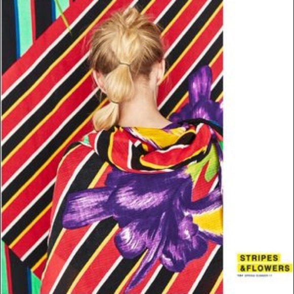Zara striped floral scarf wrap - Picture 1 of 4